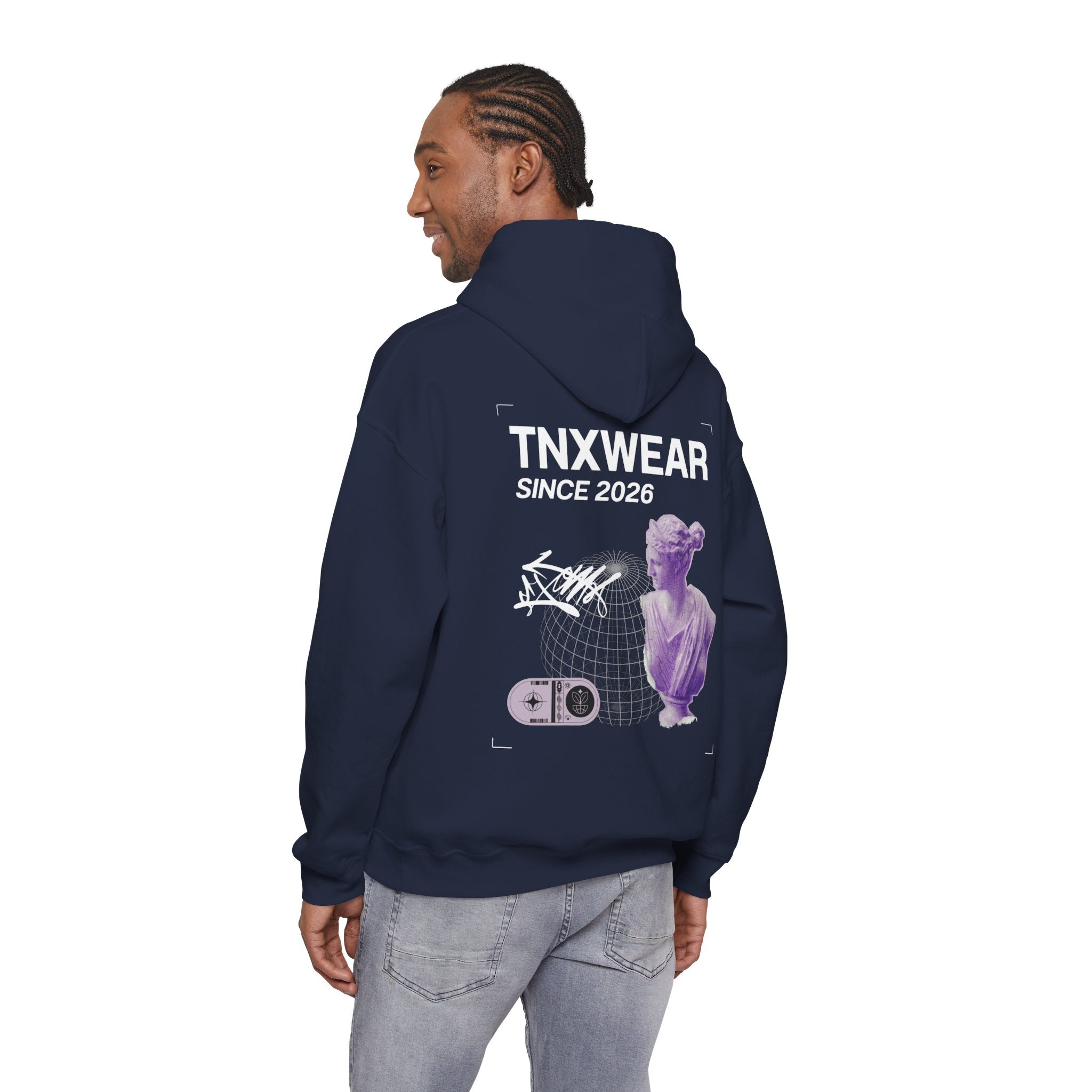 TNXWEAR Vaporwave Statue Hoodie – Neo Aesthetic Drop