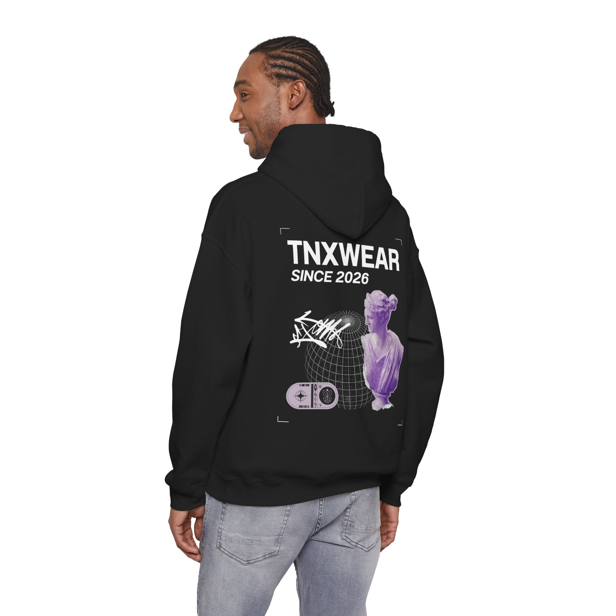 TNXWEAR Vaporwave Statue Hoodie – Neo Aesthetic Drop