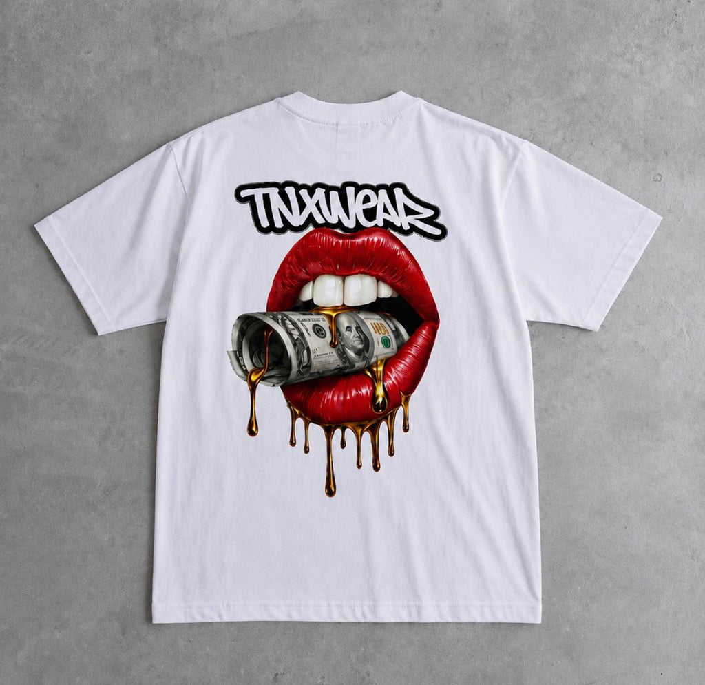 TNXWEAR Drip Money Lips Oversized Black T-Shirt